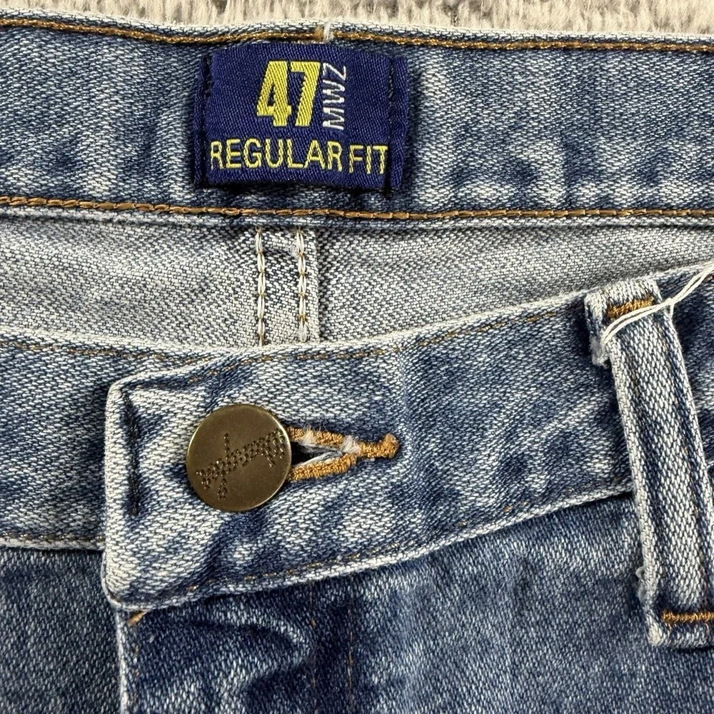 VINTAGE Wrangler 47 MWZ Jeans Mens 36x30 (Fits 35x29) Cowboy Cut Blue Cotton